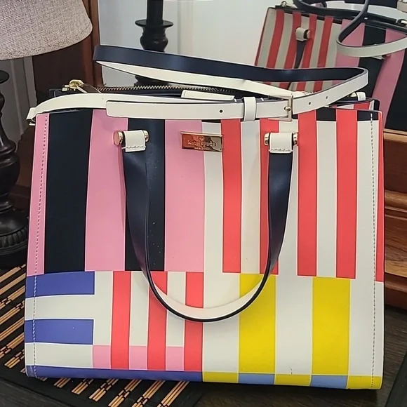Kate ♠️ Striped leather bag - Picture 1 of 17